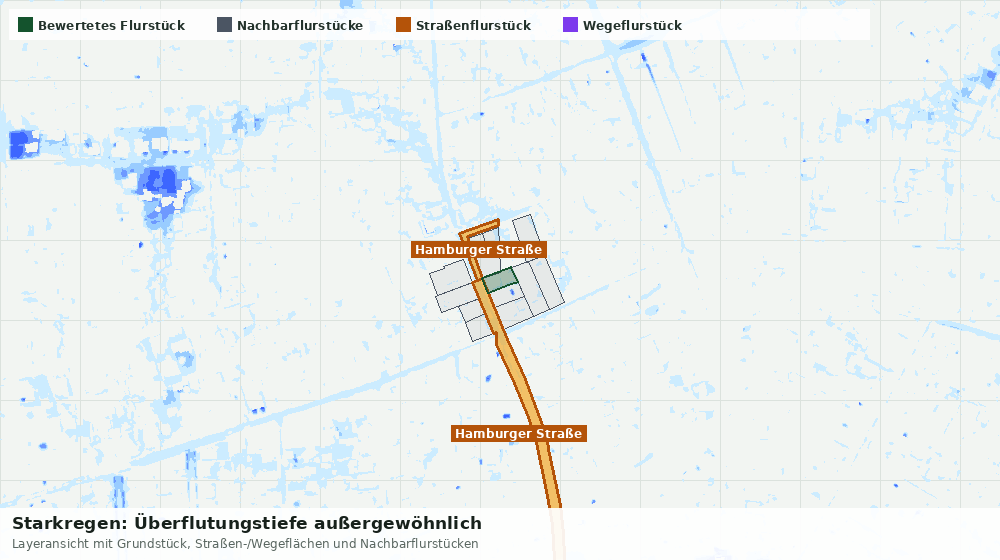 Statische Kartenansicht: Starkregen: Überflutungstiefe außergewöhnlich