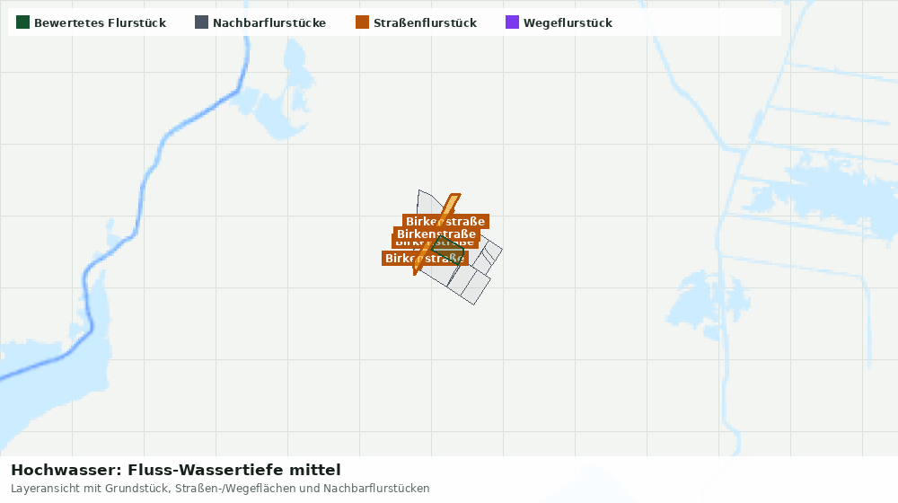 Statische Kartenansicht: Hochwasser: Fluss-Wassertiefe mittel