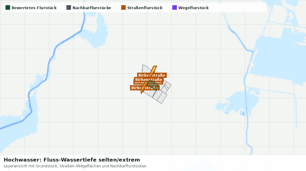 Statische Kartenansicht: Hochwasser: Fluss-Wassertiefe selten/extrem