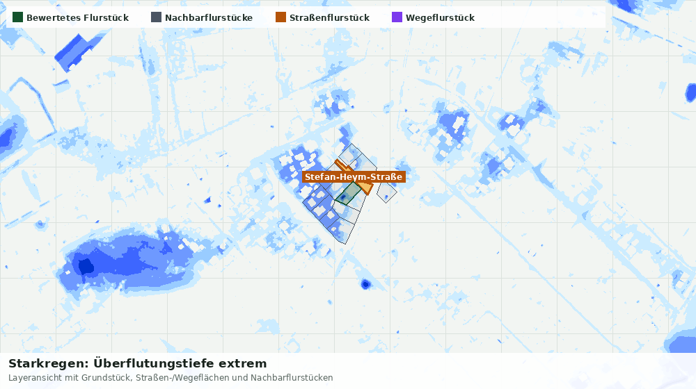 Statische Kartenansicht: Starkregen: Überflutungstiefe extrem